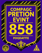 Bold Purple Yellow Emblem Shield Rug