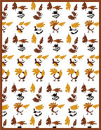 Whimsical Brown Bird Leaf Composition Rug