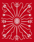 Crimson White Radial Burst Medallion Rug