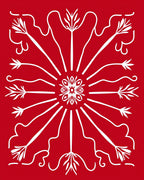 Crimson White Radial Burst Medallion Rug