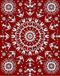 Crimson mandala snowflake graphic Rug