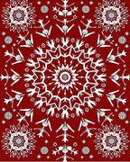 Crimson mandala snowflake graphic Rug