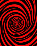 Bold Red Black Spiral Vortex Rug