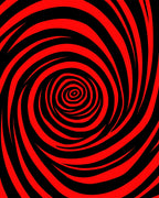 Bold Red Black Spiral Vortex Rug