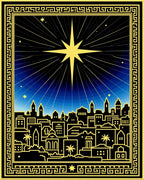 Golden Starry Night Cityscape Rug