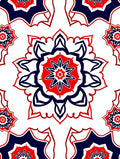 Crimson Navy Starburst Mandala Rug