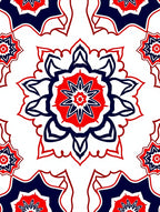 Crimson Navy Starburst Mandala Rug
