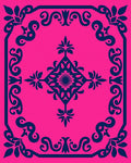 Vibrant Pink Navy Floral Medallion Rug