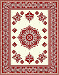 Crimson Ivory Floral Mandala Border Rug