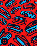 Retro Red Blue Automobile Collage Rug