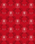 Crimson Scrolled Heart Medallion Rug