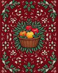 Rich Red Fruit Basket Whimsical Holly Rug