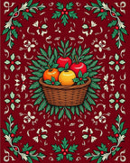 Rich Red Fruit Basket Whimsical Holly Rug