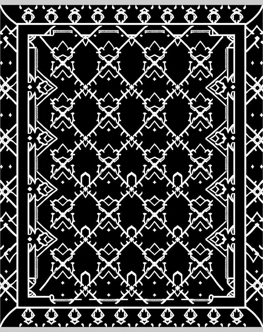 Black White Geometric Art Deco Rug
