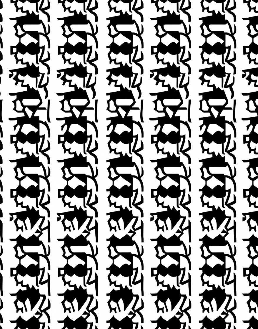 Black White Bold Abstract Faces Rug