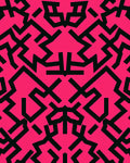 Vibrant Pink Black Geometric Fragment Rug
