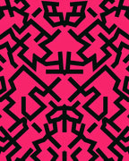 Vibrant Pink Black Geometric Fragment Rug