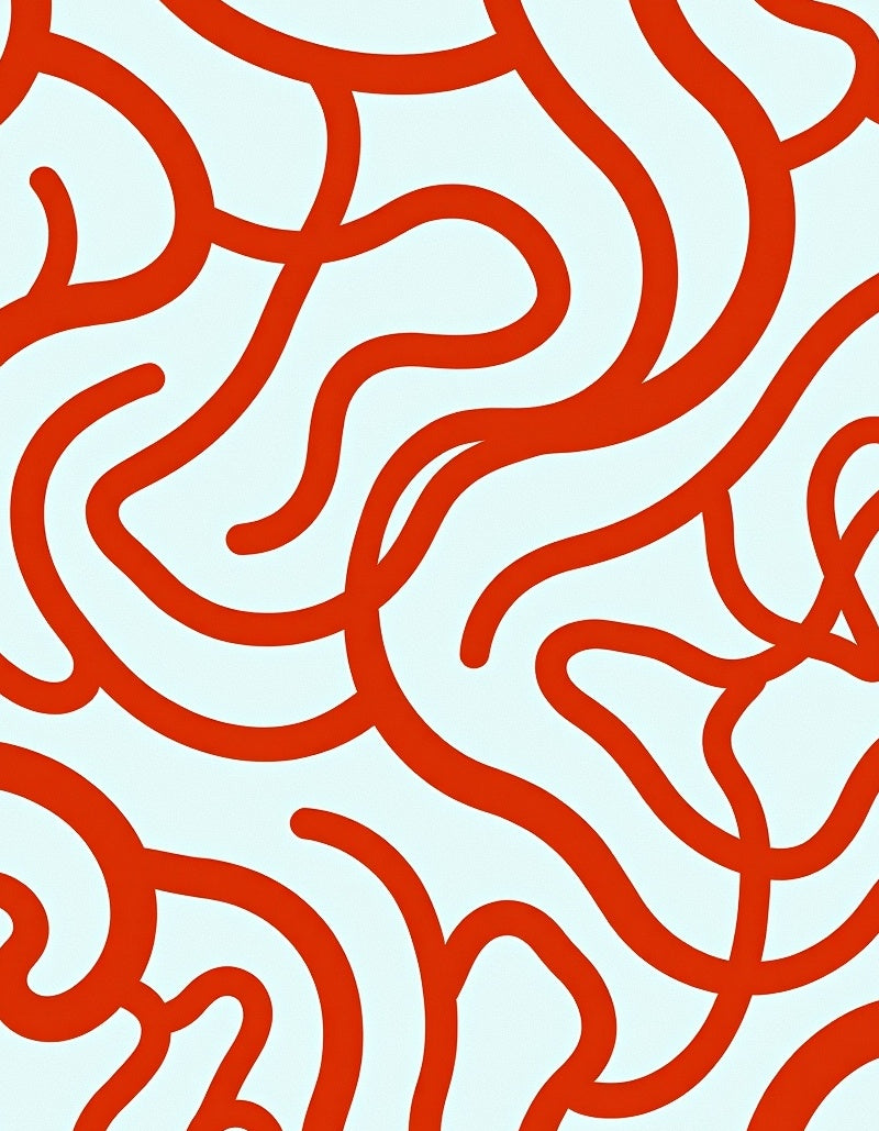 Crimson Abstract Flowing Lines Rug
