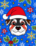 Christmas Dog Santa Hat Snowflakes Holly Rug