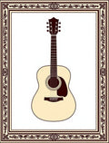 Classic Acoustic Guitar Ivory Red Border Rug