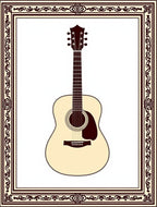 Classic Acoustic Guitar Ivory Red Border Rug