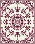 Ornate Crimson Medallion Cream Rug
