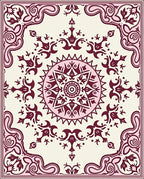Ornate Crimson Medallion Cream Rug