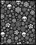 White Skulls and Snowflakes Collage Rug