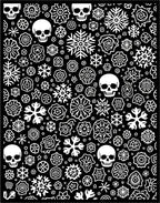 White Skulls and Snowflakes Collage Rug