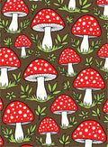 Red Mushroom Forest Whimsical Woodland Scene Rug