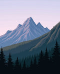 Misty Blue Mountain Forest Vista Rug