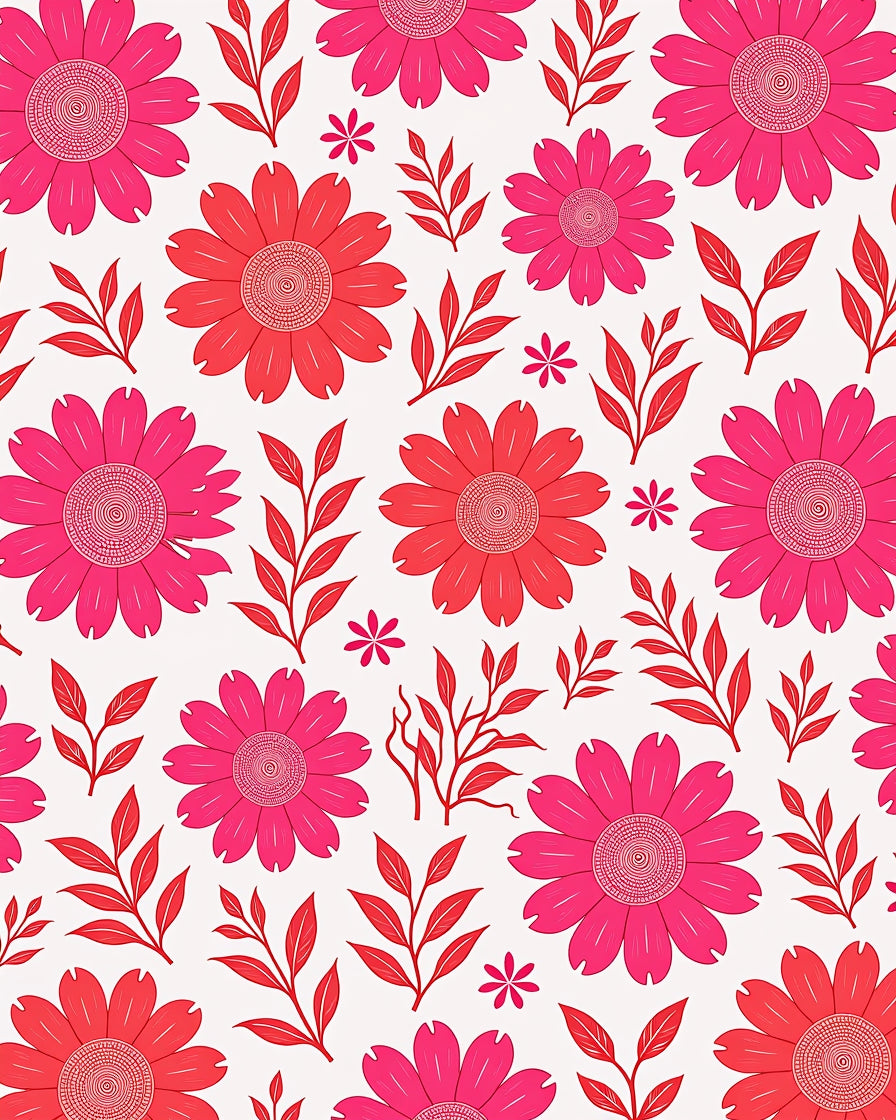 Fiery Pink Daisy Botanical Repeats Rug