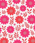 Fiery Pink Daisy Botanical Repeats Rug