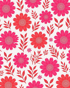 Fiery Pink Daisy Botanical Repeats Rug