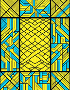 Vibrant Yellow Blue Geometric Framework Rug