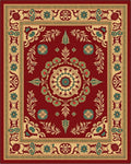 Crimson Golden Floral Medallion Border Rug