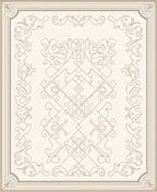 Ornate Cream and Brown Arabesque Rug