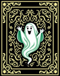 Whimsical Ghost Floral Frame Rug
