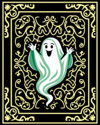 Whimsical Ghost Floral Frame Rug