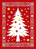 Red White Christmas Tree Ornaments Snowflakes Rug