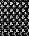 Black White Floral Damask Medallion Rug