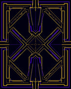 Geometric Art Deco Yellow Purple Inlay Rug