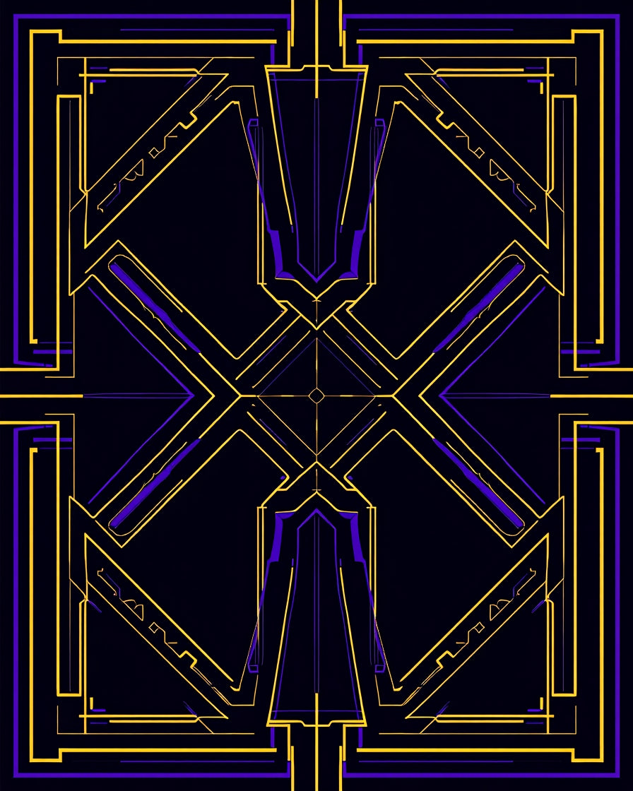 Geometric Art Deco Yellow Purple Inlay Rug