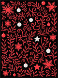 Red Black Holiday Vine Star Snowflake Rug