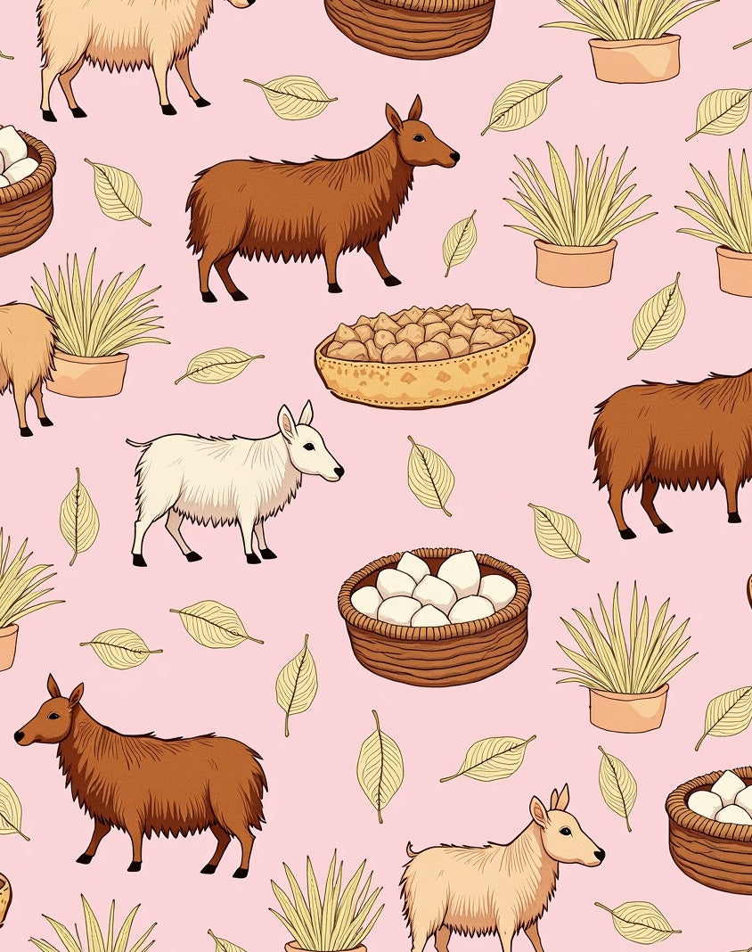 Pink Farm Animals Garden Collection Rug
