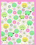Whimsical Green Creatures Pink Circles Rug