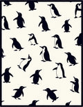 Playful Black Penguin Scatter Cream Rug