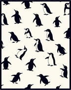 Playful Black Penguin Scatter Cream Rug
