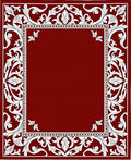 Crimson White Floral Border Rug