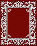 Crimson White Floral Border Rug
